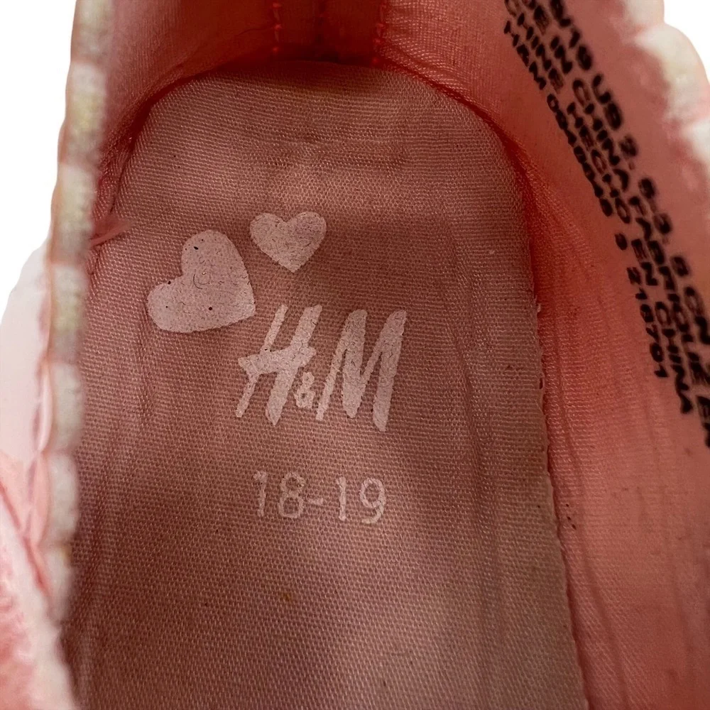 H&M Pink Patent Scalloped Edge Hook And Loop Mary Janes Size 2 Toddler Girl's